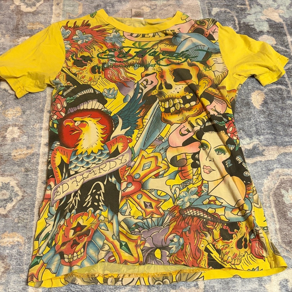 Ed Hardy Yellow Graphic Tee